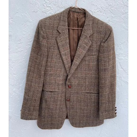 Moda Tallia Mens Long Sleeve Two Buttons Pure Wool Plaid Blazer Jacket Sz L/XL - Picture 3 of 14